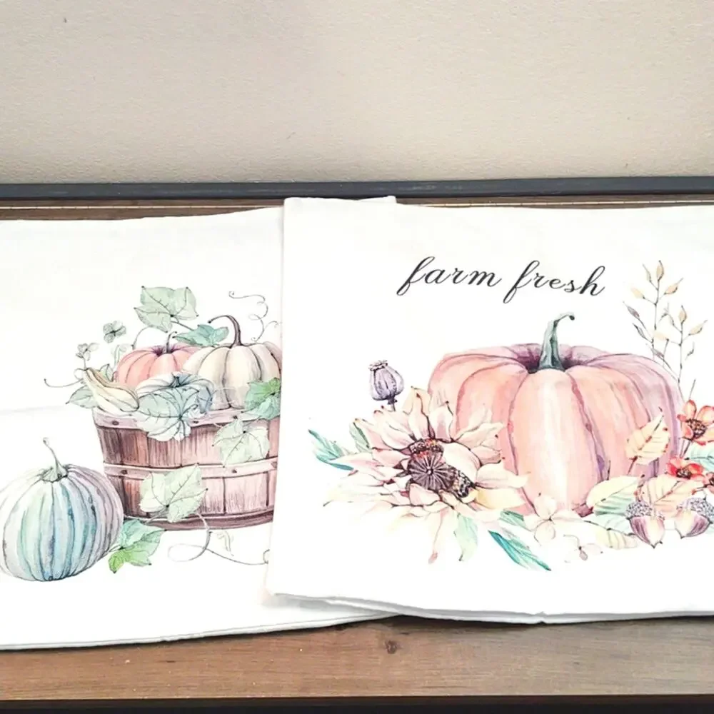 Set of two fall farm fresh throw pillow cases